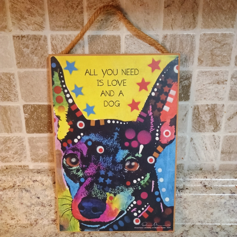 Love & Laughter "All You Need Is Love And A Dog" 7x10.5" Wooden Sign